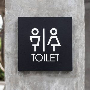 BIỂN WC VUÔNG VỚI KÝ TỰ ĐẶC BIỆT